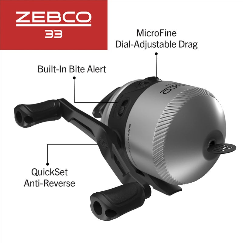 Zebco 33 MAX Spincast Fishing Reel, Size 60 Reel, Right or Left-Hand Retrieve, 20-Pound Zebco Cajun Line, Graphite Frame, Silver/Black - Image 3
